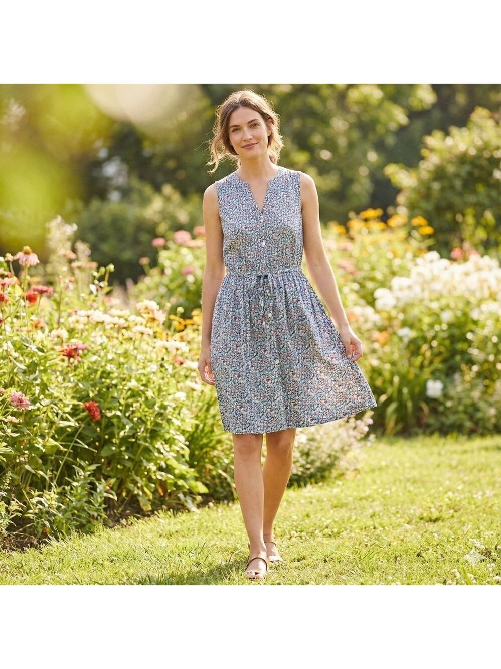 GAP FACTORY 100% Cotton Partially Lined Sleeveless Shirt Dress Side Seam Pockets